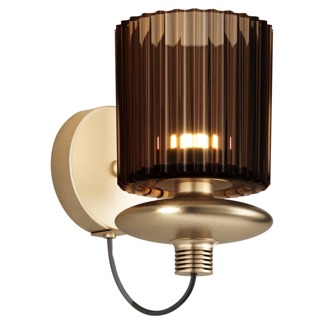 Vistosi Tread Wall Sconce in Burned Earth Transparent Glass And Matt Gold Frame For Sale