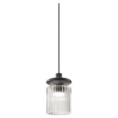 Vistosi Tread Pendant Light in Crystal Transparent Glass And Matt Bronze Frame