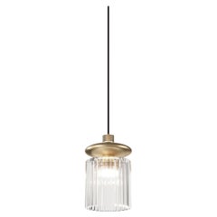 Vistosi Tread Pendant Light in vetro trasparente e montatura in oro opaco