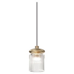 Vistosi Tread Pendant Light in Crystal Transparent Glass And Matt Gold Frame