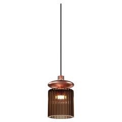 Vistosi Tread Pendant Light in Burned Earth Transparent Glass Matt Copper Frame