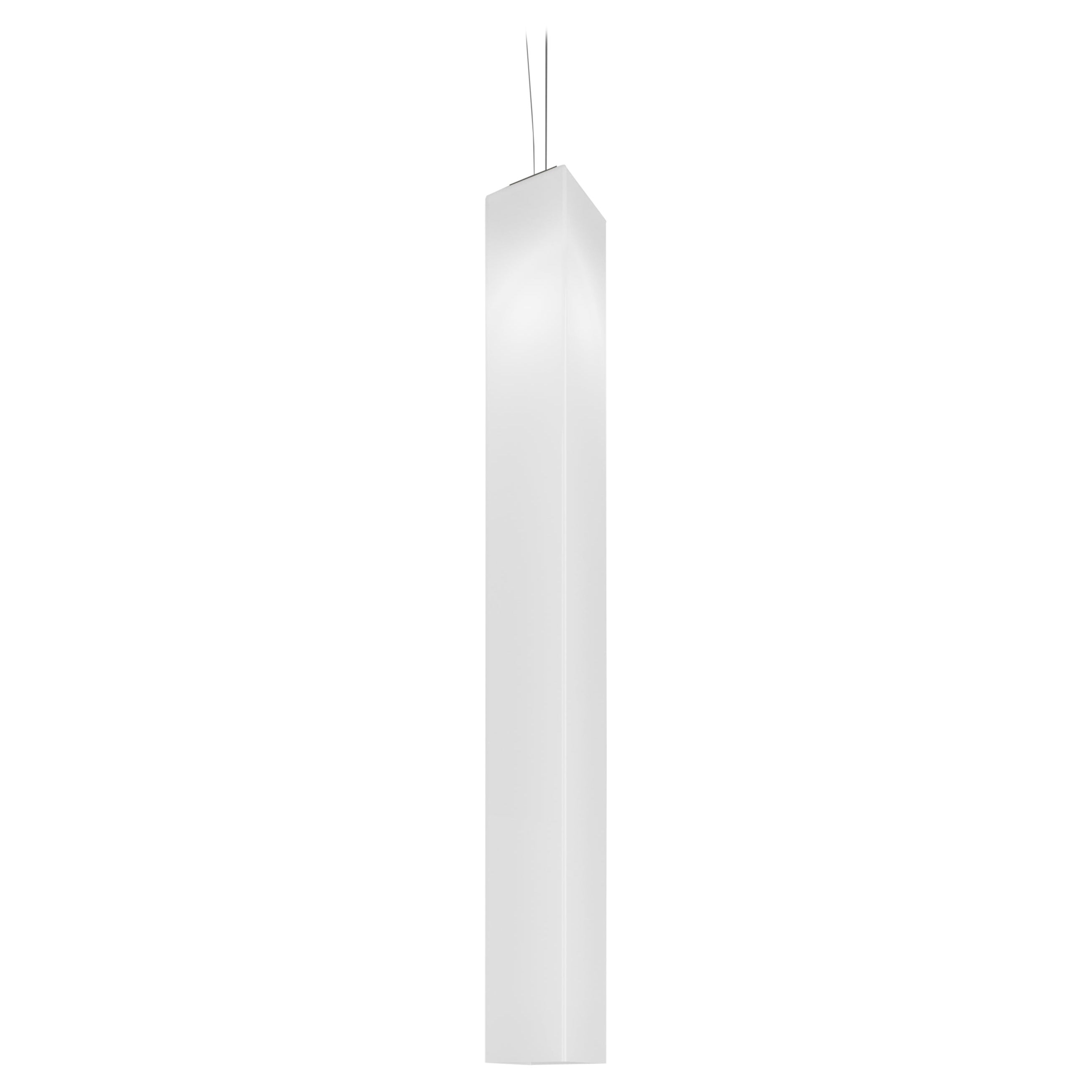 Vistosi Tubes Pendant Light in White Glossy Glass And Matt Nickel Frame For Sale