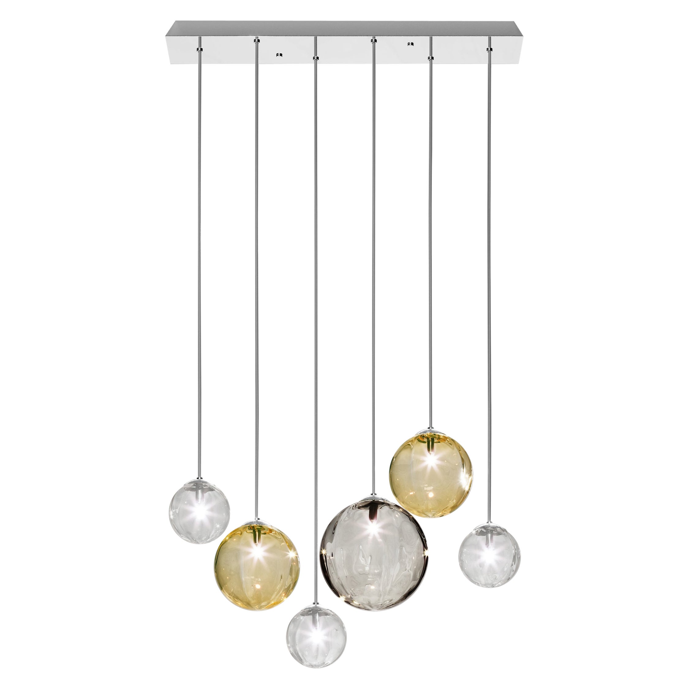 Vistosi Puppet Pendant Light in Multicolor Glass And Glossy Chrome Frame For Sale