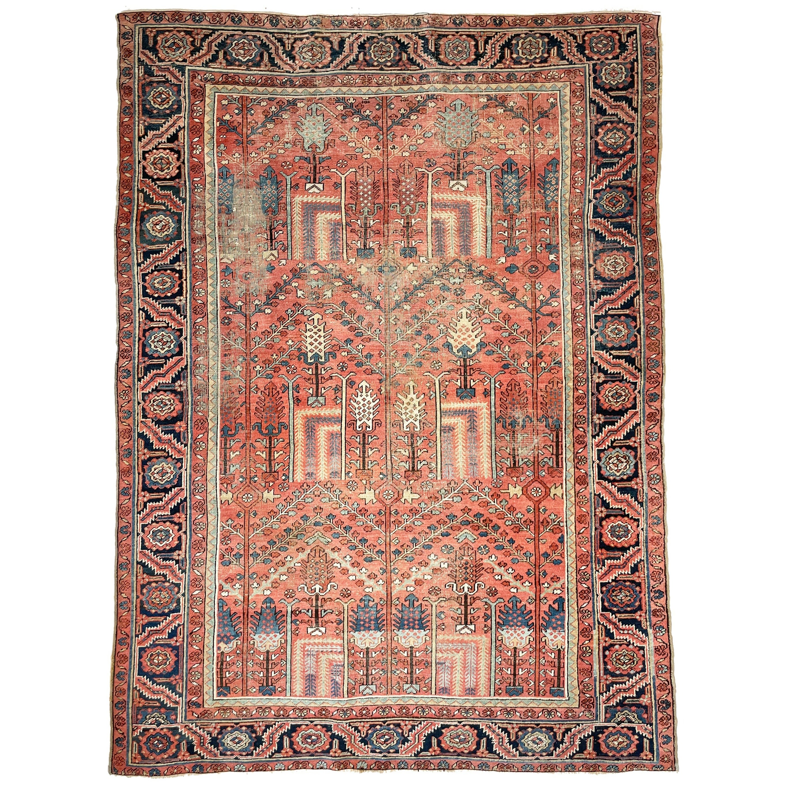 Rare Collector's Willow Tree of Life Antique Persian Heriz Northwest Village Rug For Sale