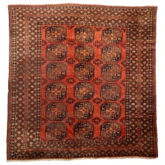 Unique Square Vintage Ersari Wool Rug