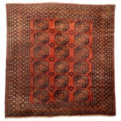 Unique Square Retro Ersari Wool Rug