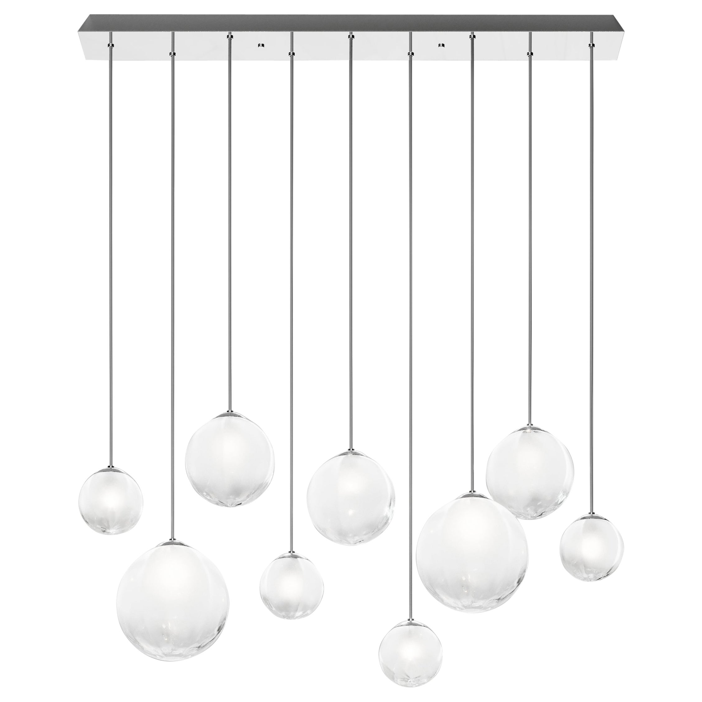 Vistosi Puppet Multi Pendant Light in White Shaded Glass And Glossy Chrome Frame For Sale