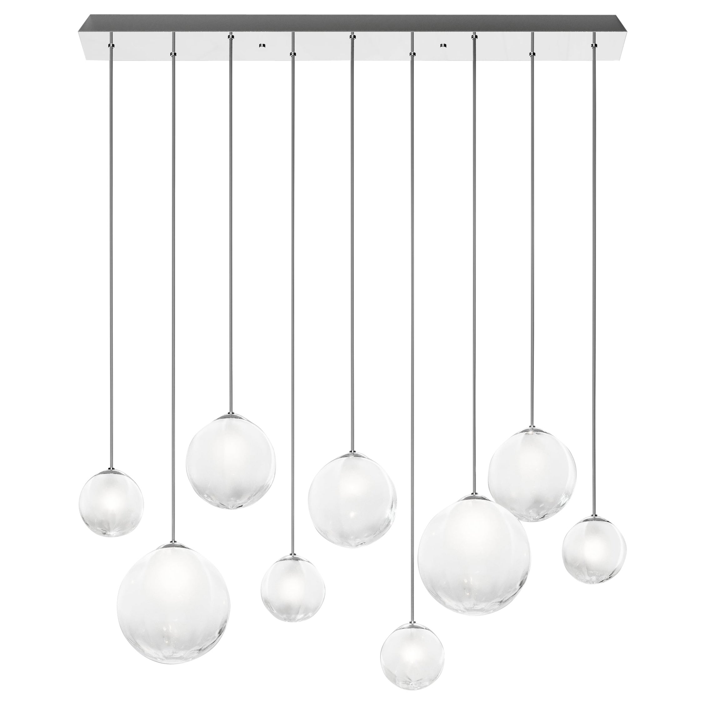 Vistosi Puppet Multi Pendant Light in vetro bianco sfumato e montatura cromata lucida