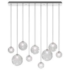 Vistosi Puppet Multipendant Light in Cristallo Trasparente e Cornice Cromo Lucido