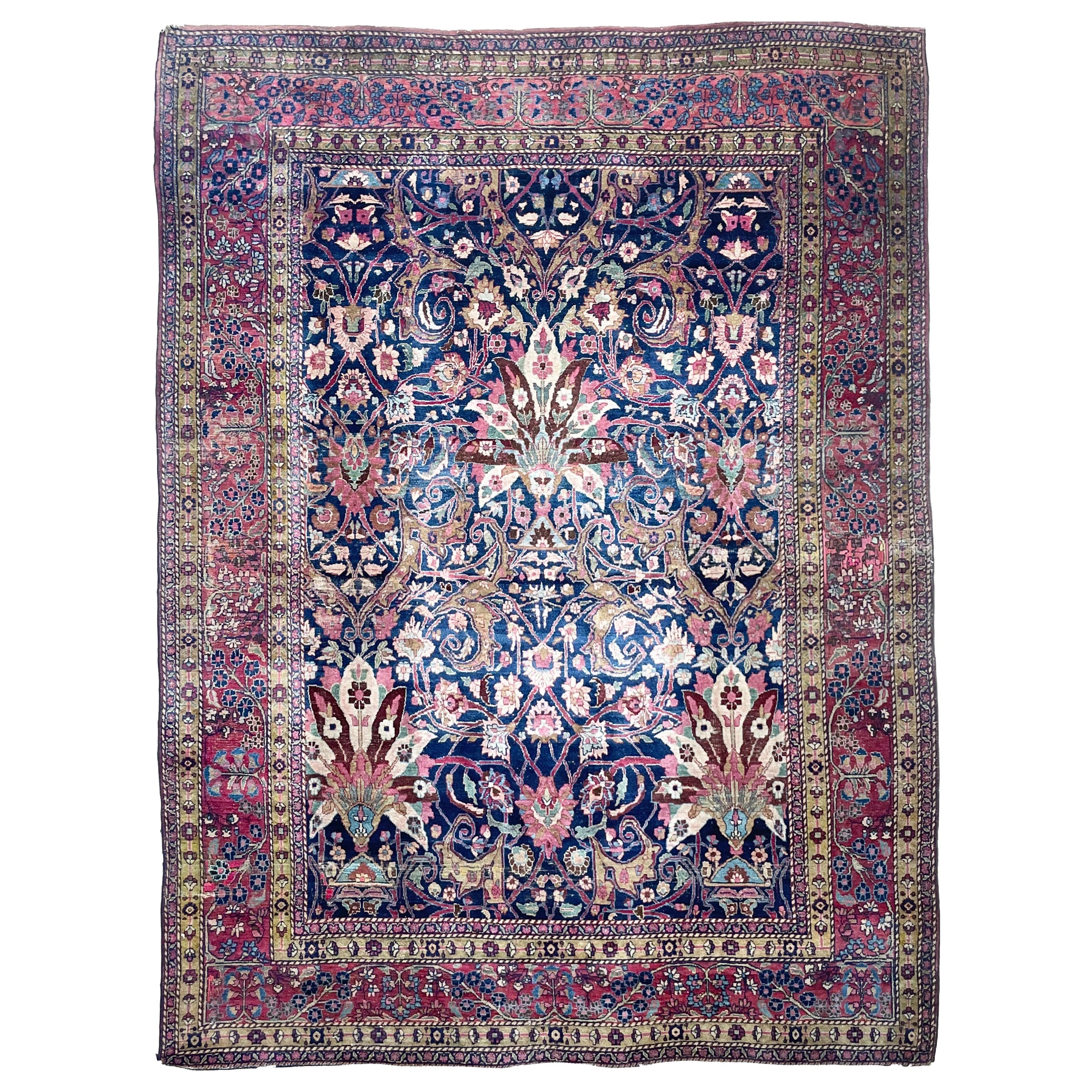 Antique Decorative Rug in Northeast Khorassan-Mashad, circa 1920-30's