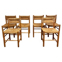 Set of Six Mid Century "Dordogne Chairs" Produced by Robert Sentou France, 1960s