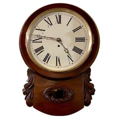 Antique Regency Mahogany Drop Dial Fusee Wall Clock