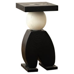 Wire Brushed Black and White Solid Oak Pantalone Side Table by Animate Objetcs