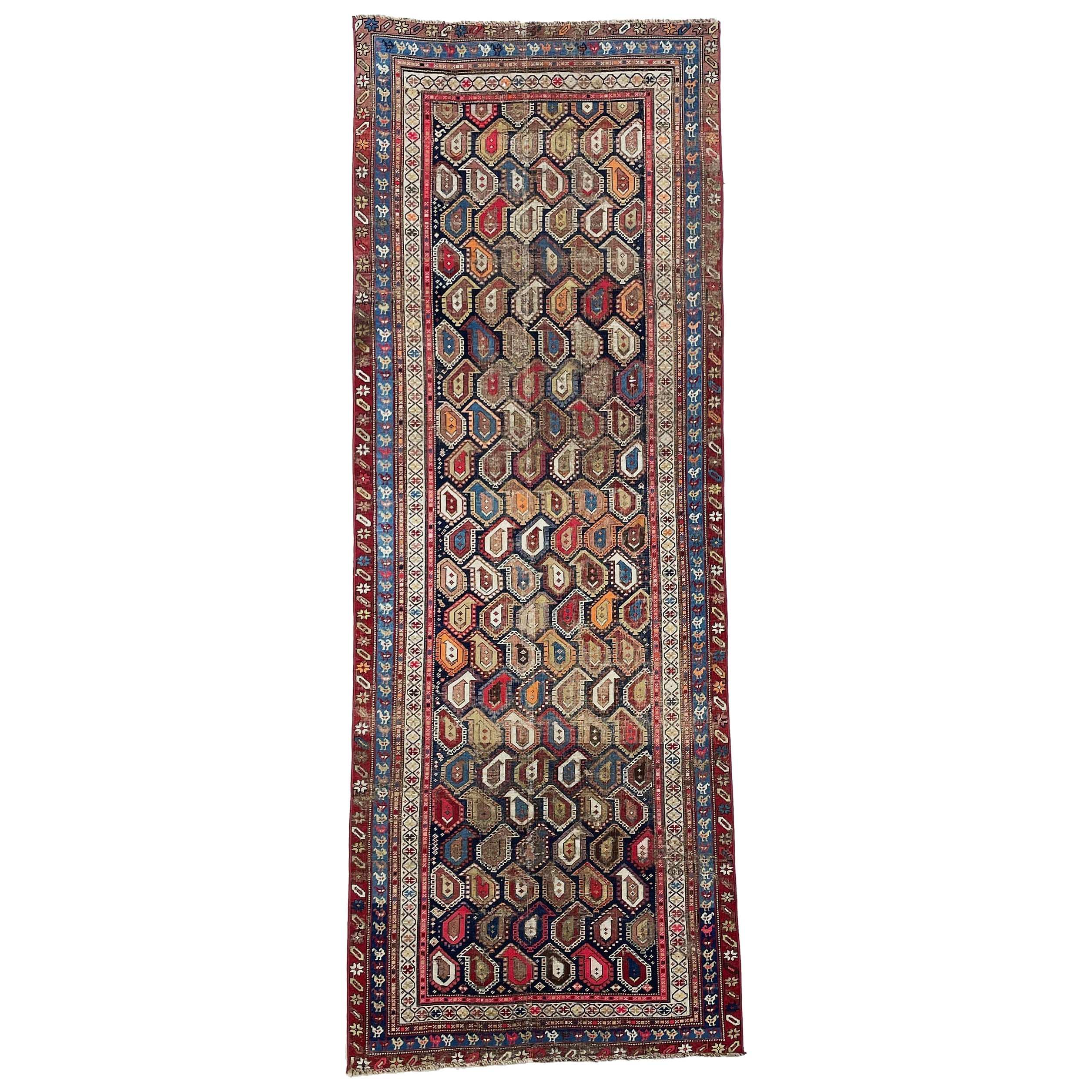 Artistic Antique Persian Runner with All-Over Interlocking-Boteh/Paisley Design 
