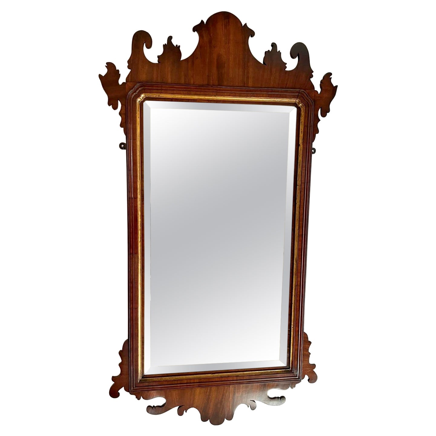 Grand Antique George III Quality Walnut Wall Mirror (miroir en noyer)
