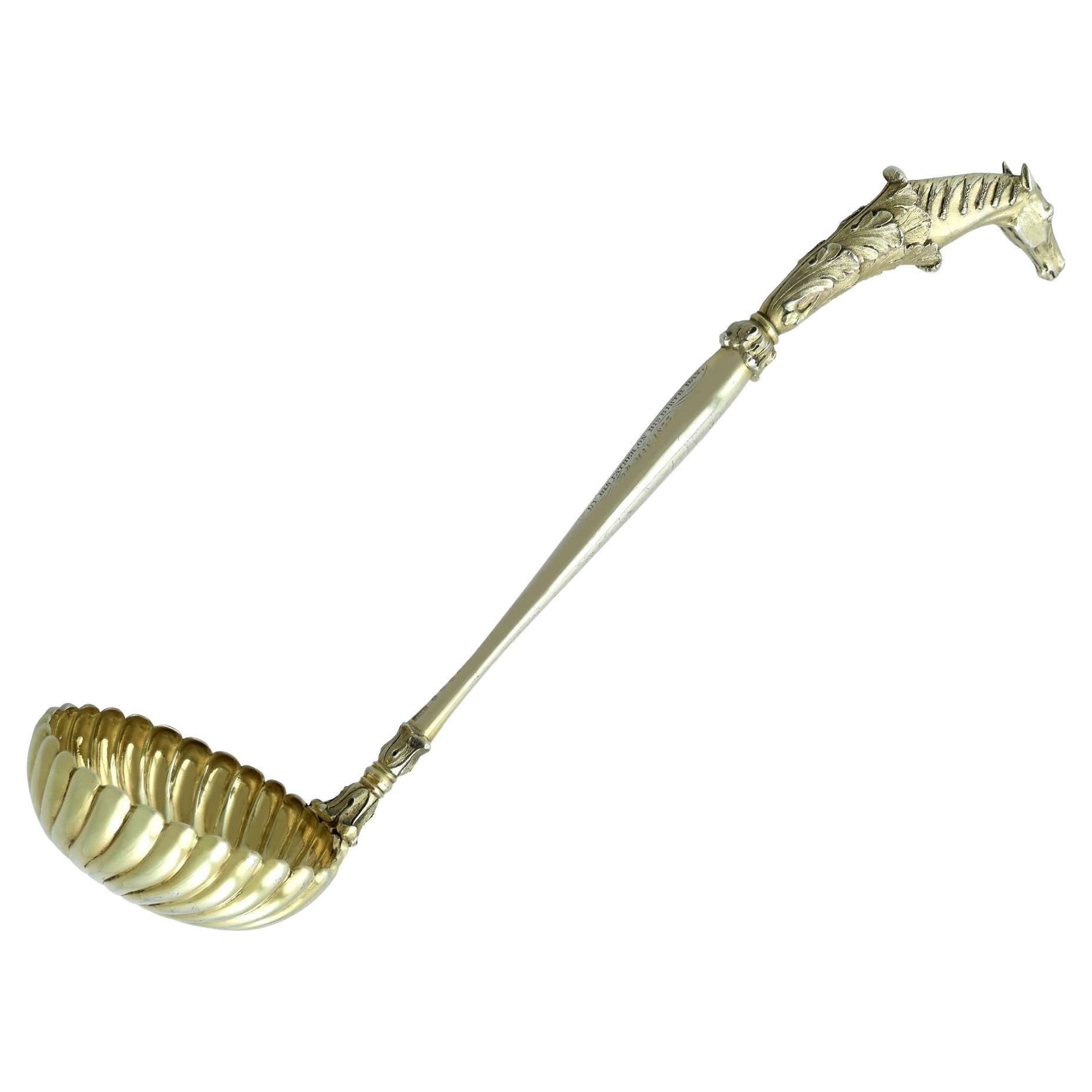 Louche à punch/soupière écossaise ancienne en argent sterling doré