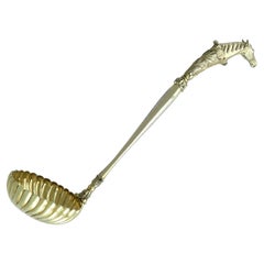 Antique Scottish Sterling Silver Gilt Punch/Soup Ladle