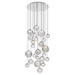 Vistosi Puppet Pendant Light in vetro multicolore e cornice cromata lucida