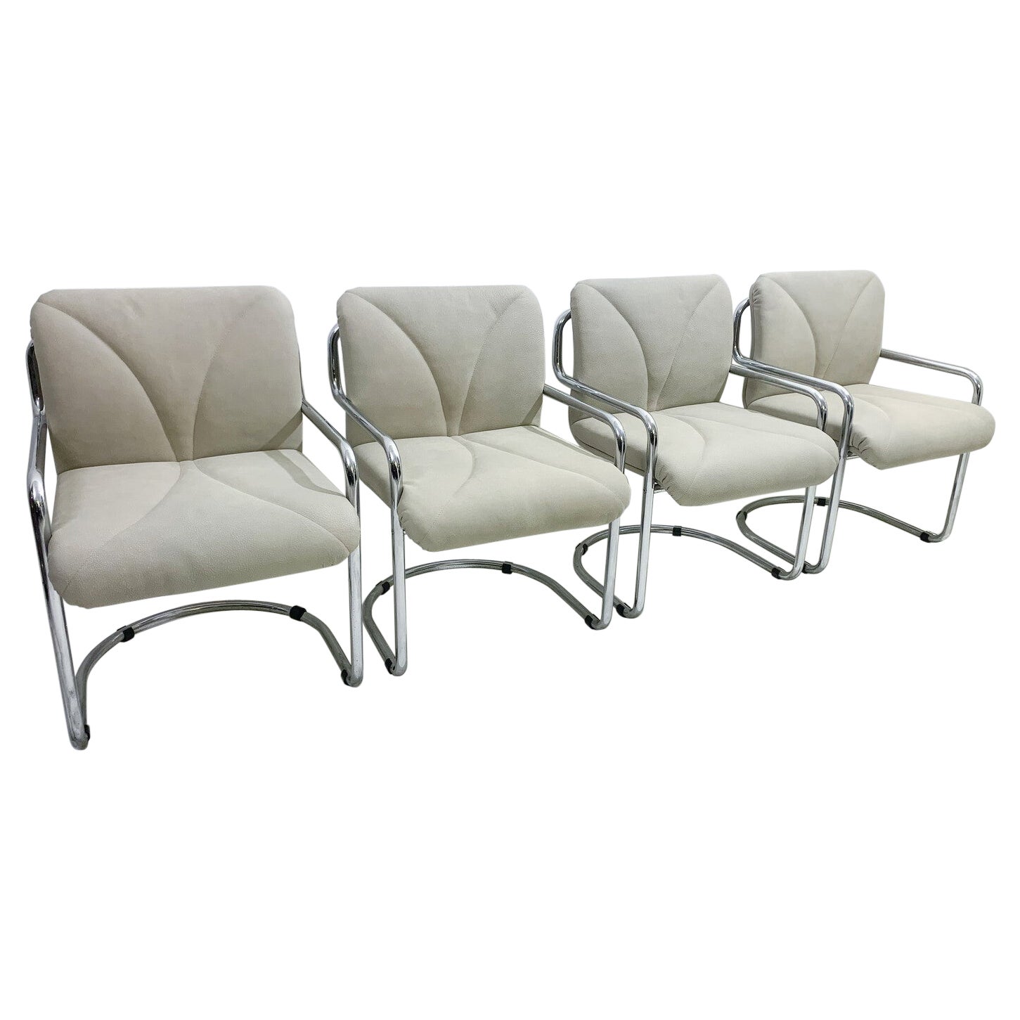 Mid-Century Set of 4 Tubular Armchairs by Guido Faleschini, Italy, 1970s For Sale