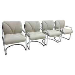 Mid-Century Set of 4 Tubular Armchairs by Guido Faleschini, Italy, 1970s