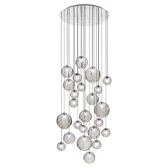 Vistosi Puppet Pendant Light in Smoky Transparent Glass And Glossy Chrome Frame