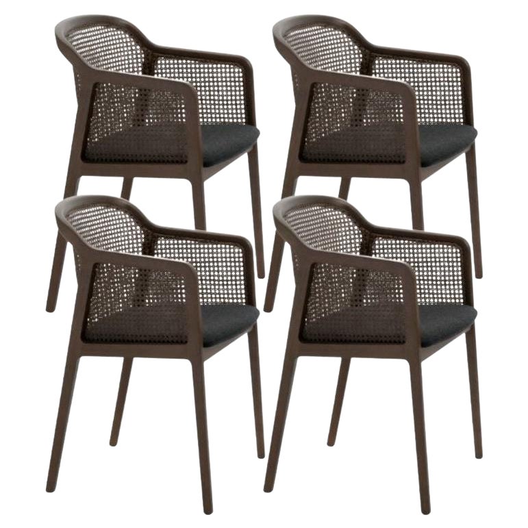 Set of 4, Vienna Little Armchair, Canaletto, Anthracite by Colé Italia For Sale
