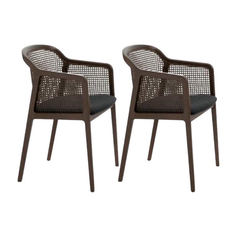 Set of 2, Vienna Little Armchair, Canaletto, Anthracite by Colé Italia For Sale