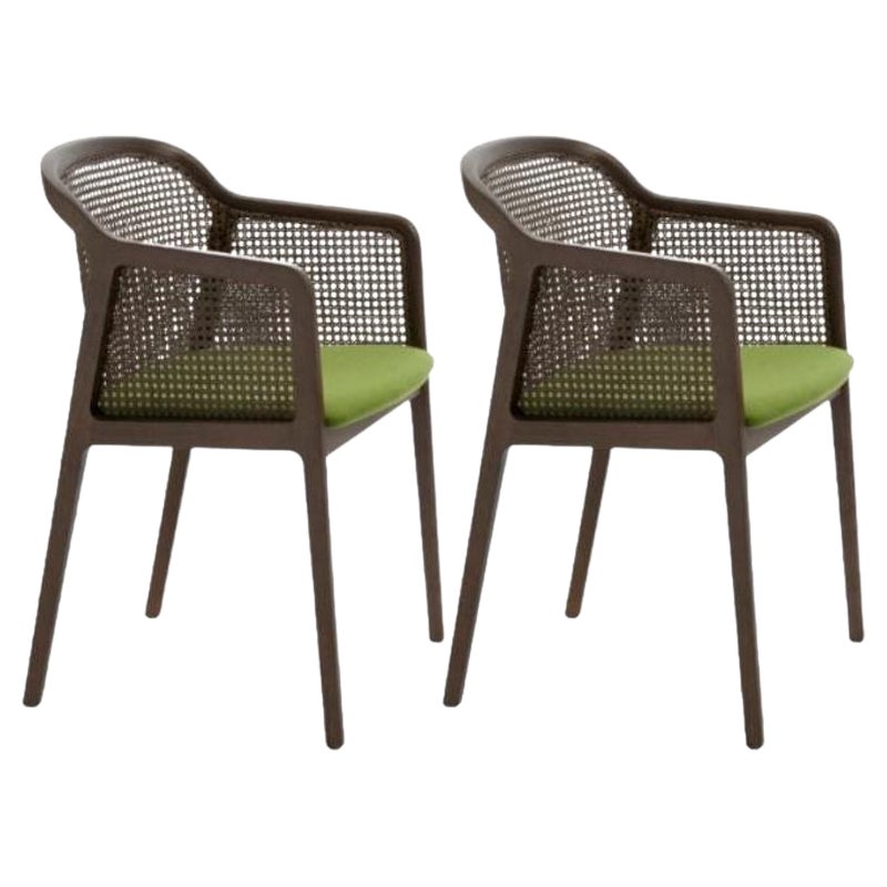 Set of 2, Vienna Little Armchair,  Canaletto, Acid Green by Colé Italia For Sale