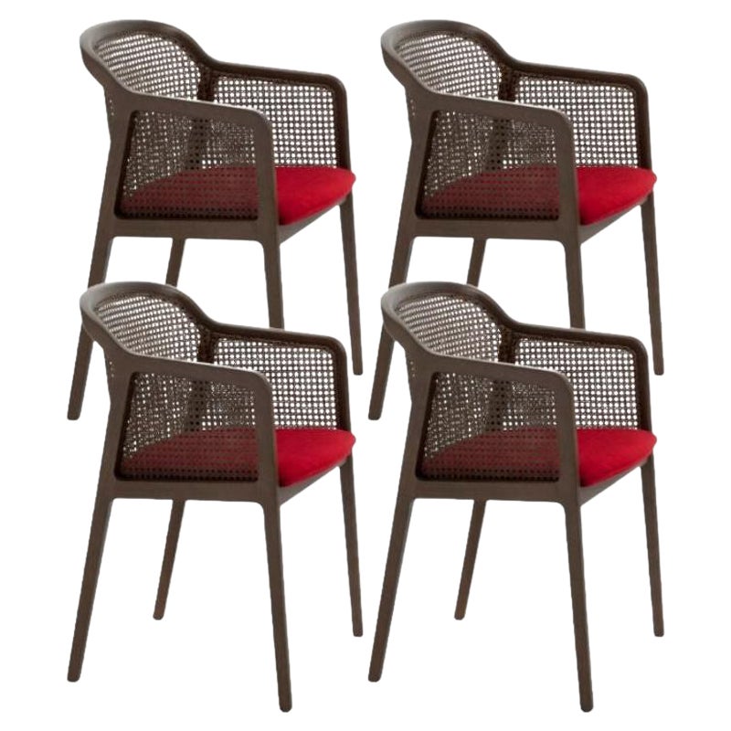 Set of 4, Vienna Little Armchair, Canaletto, Red by Colé Italia For Sale