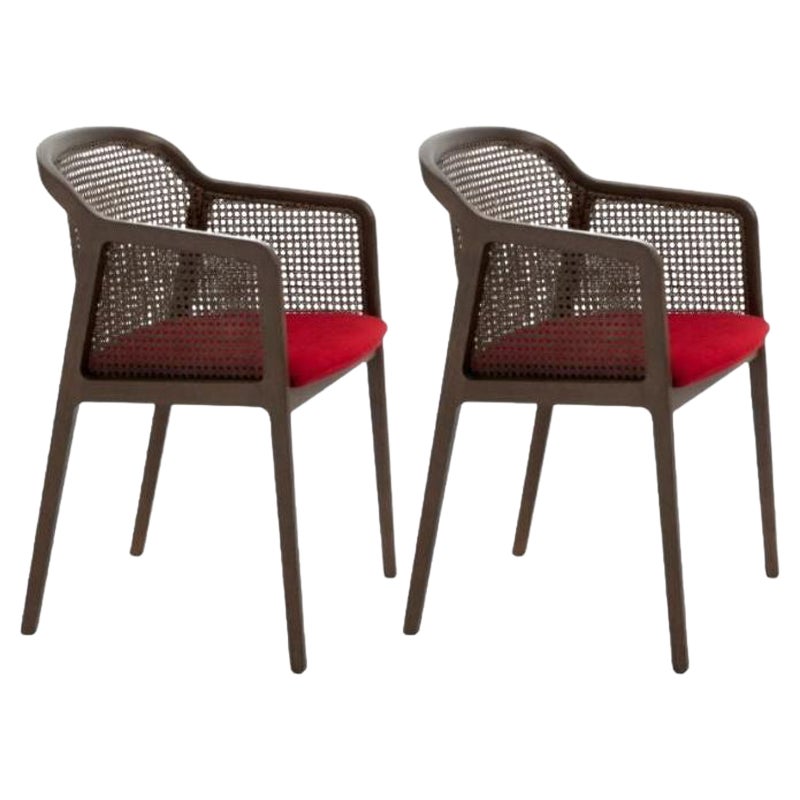 Set of 2, Vienna Little Armchair, Canaletto, Red by Colé Italia For Sale