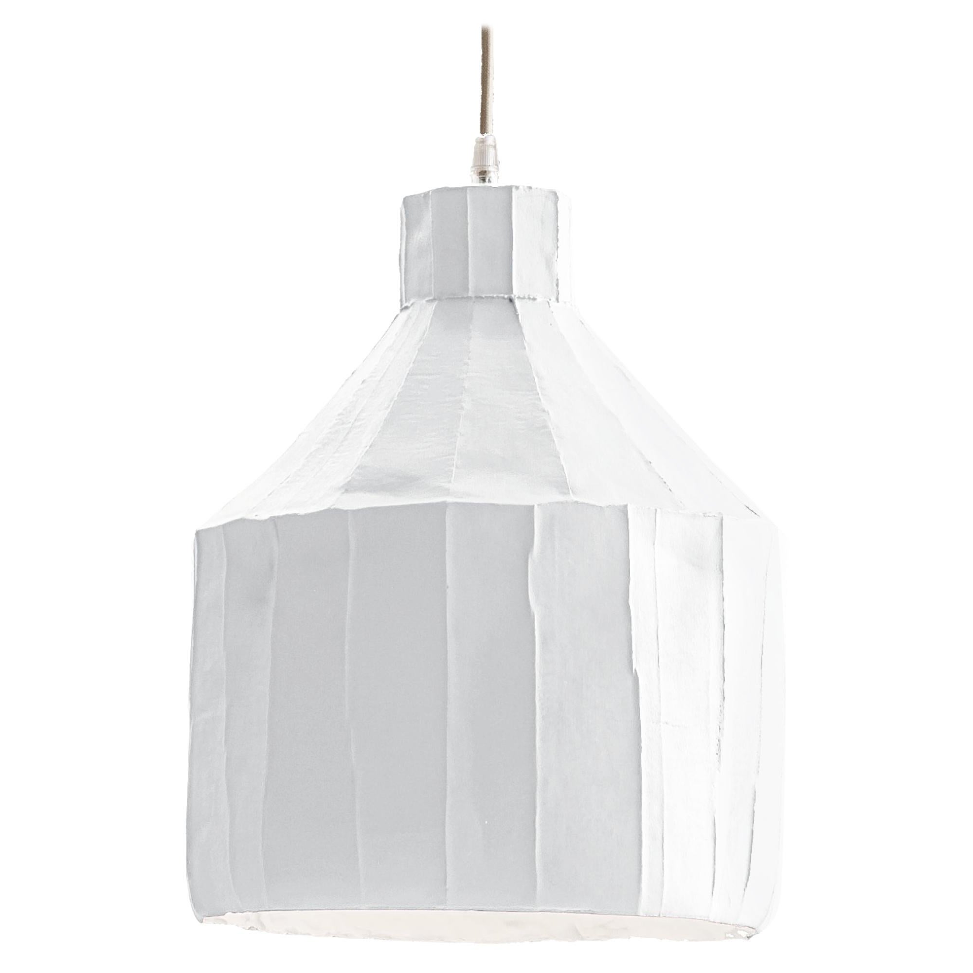 Contemporary Ceramic White SUFI Lamp Corteccia Texture For Sale