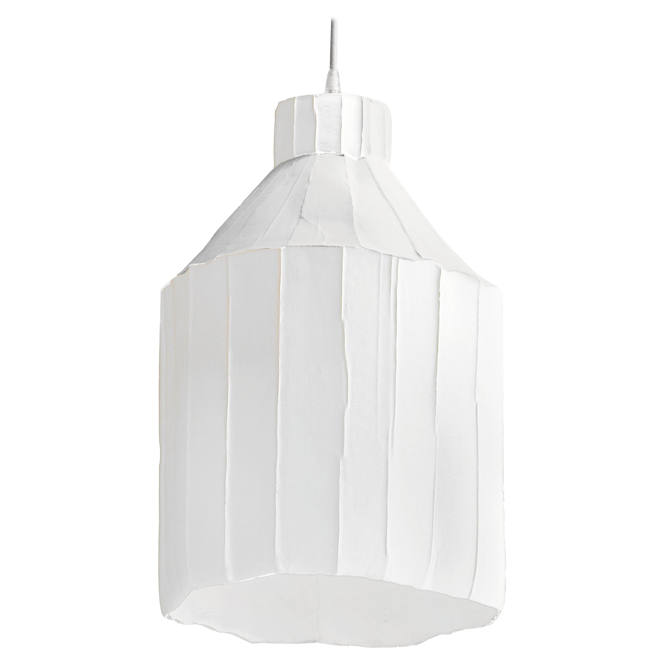 Zeitgenössische SUFI-Lampe aus weißer Keramik mit Corteccia-Textur im Angebot