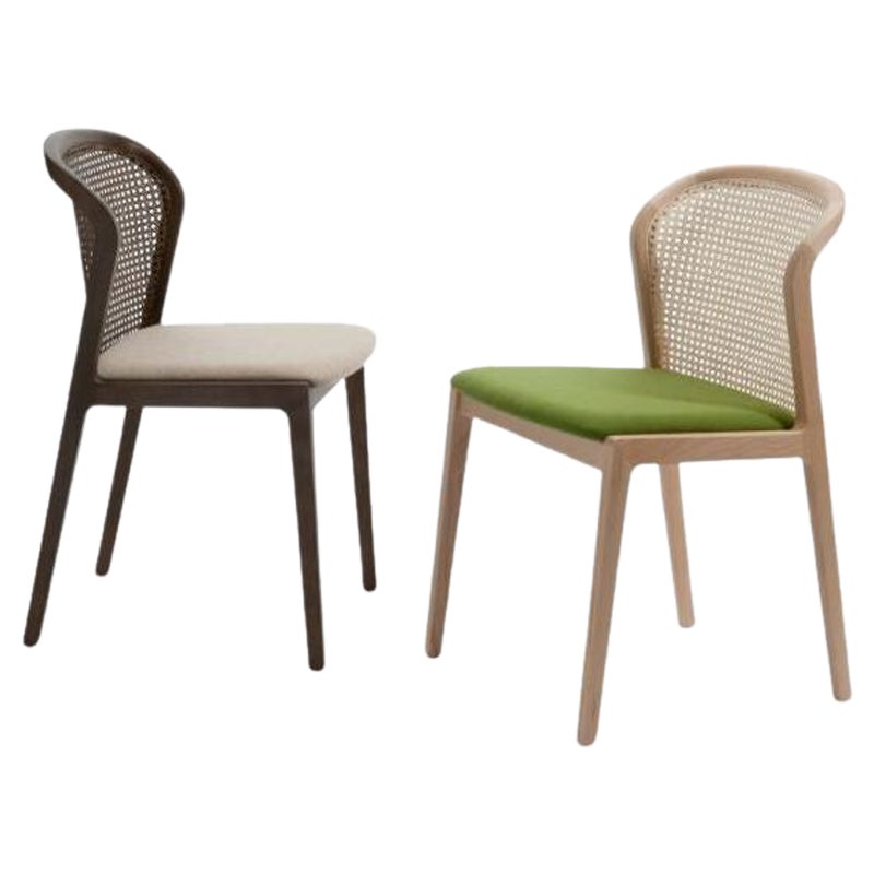 Set of 2, Vienna Chair, Canaletto Beige & Beech Wood Green by Colé Italia For Sale