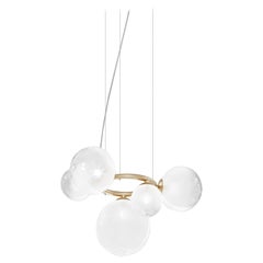 Vistosi Pendant Light in White Shaded Glass And Matt Gold Frame