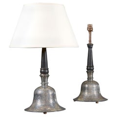 Rare Pair of Indian Bidri Hookah Bases, Now as Lamps