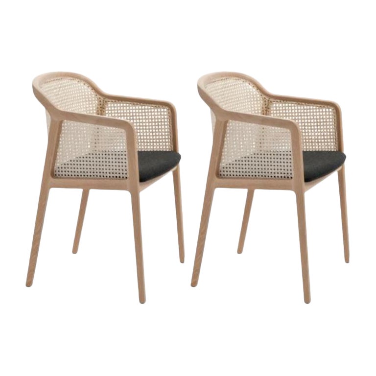 Set of 2, Vienna Little Armchair, Beech Wood, Anthracite by Colé Italia