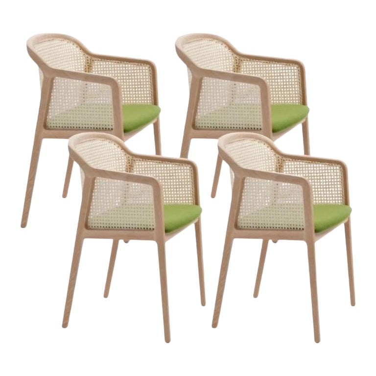 Set of 4, Vienna Little Armchair, Beech Wood, Acid Green by Colé Italia For Sale