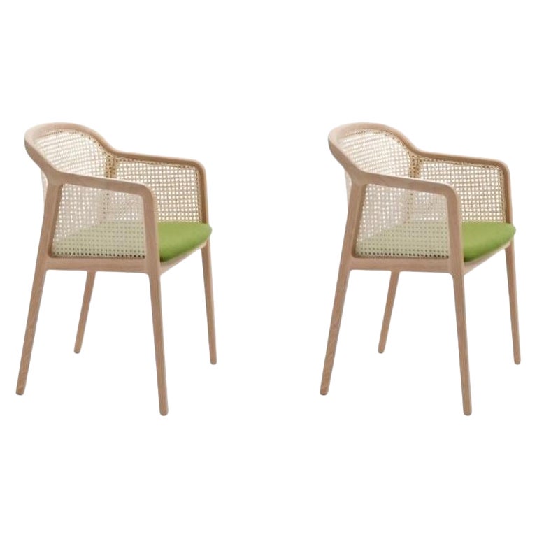 Set of 2, Vienna Little Armchair, Beech Wood, Acid Green by Colé Italia For Sale
