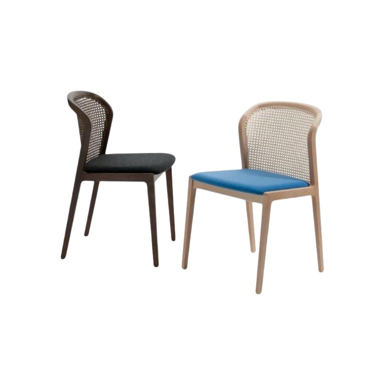 Set of 2, Vienna Chair, Canaletto Anthracite & Beech Light Blue by Colé Italia For Sale