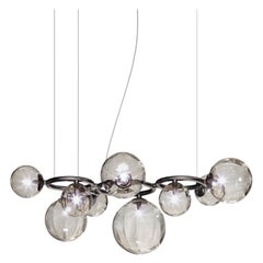 Vistosi Pendant Light in Smoky Transparent Glass And Matt Black Frame