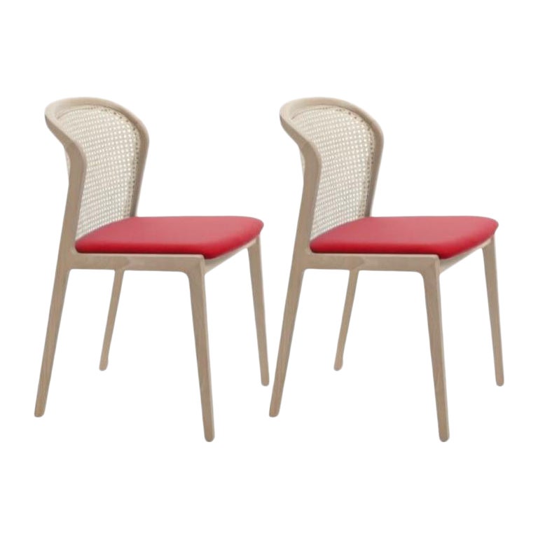 Set of 2, Vienna Chair, Beech Wood, Red by Colé Italia For Sale