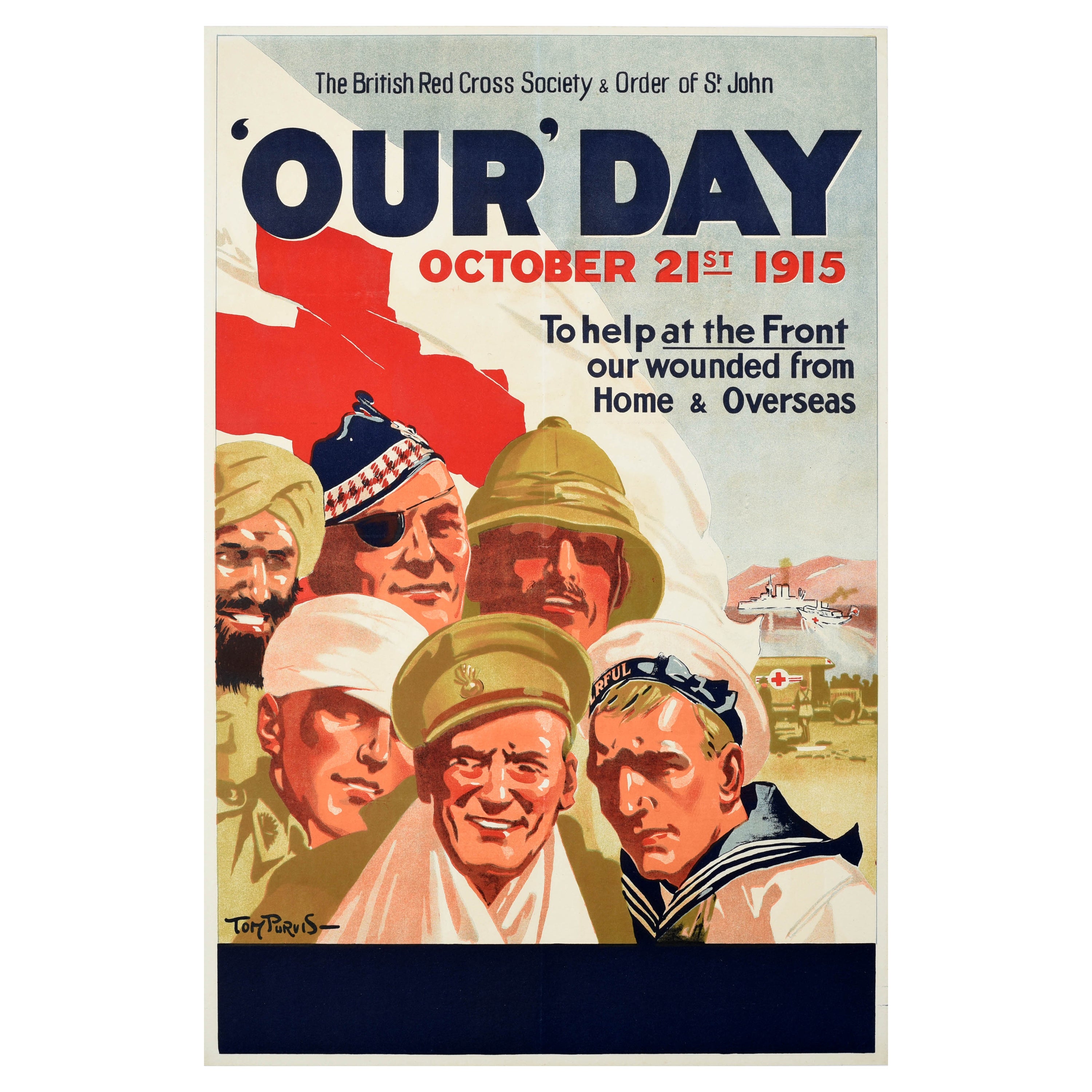 Affiche de guerre d'origine Our Day British Red Cross Society de la Première Guerre mondiale Tom Purvis