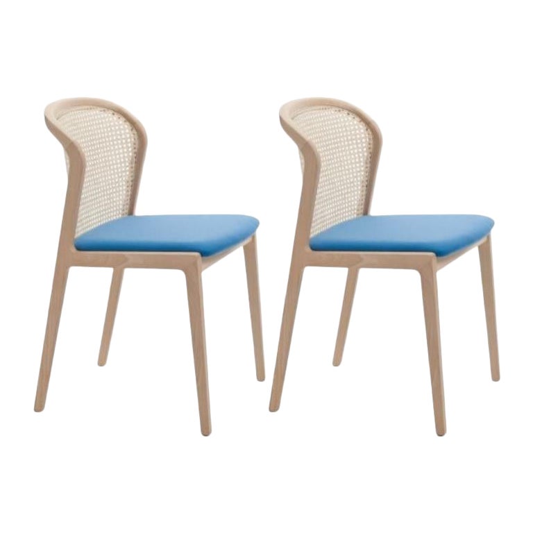 Set of 2, Vienna Chair, Beech Wood, Light Blue by Colé Italia For Sale