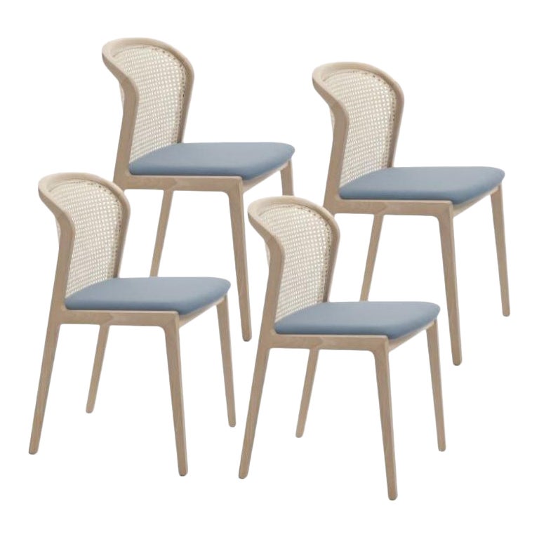 Set of 4, Vienna Chair, Beech Wood & Velvetforthy Glicine by Colé Italia For Sale