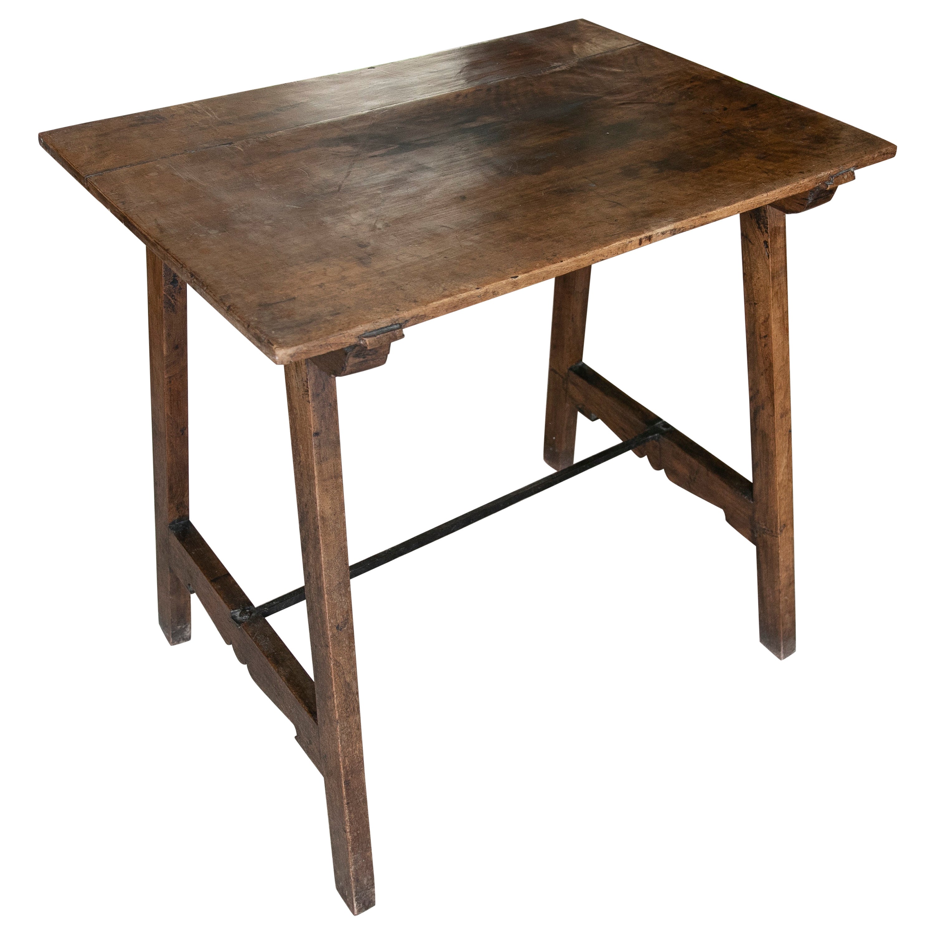 18th Century  Walnut Table with Iron Legs  For Sale