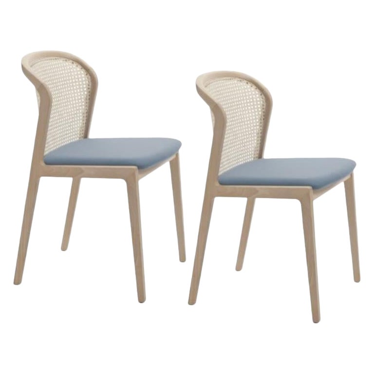 Set of 2, Vienna Chair, Beech Wood & Velvetforthy Glicine by Colé Italia For Sale