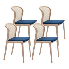 Ensemble de 4, chaise Vienne, bois de hêtre, bleu par Colé Italia