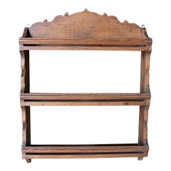Vintage Hand Carved Wooden Kitchen Wall Shelf