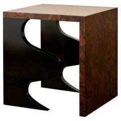 Animate Objects Harlequin Side Table, Walnut Burl Veneer, Gloss Lacquered Wood