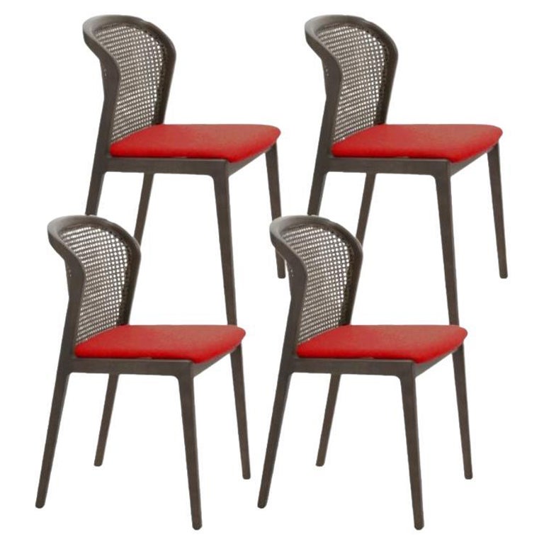 Set of 4, Vienna Chair, Canaletto, Red Contour by Colé Italia For Sale